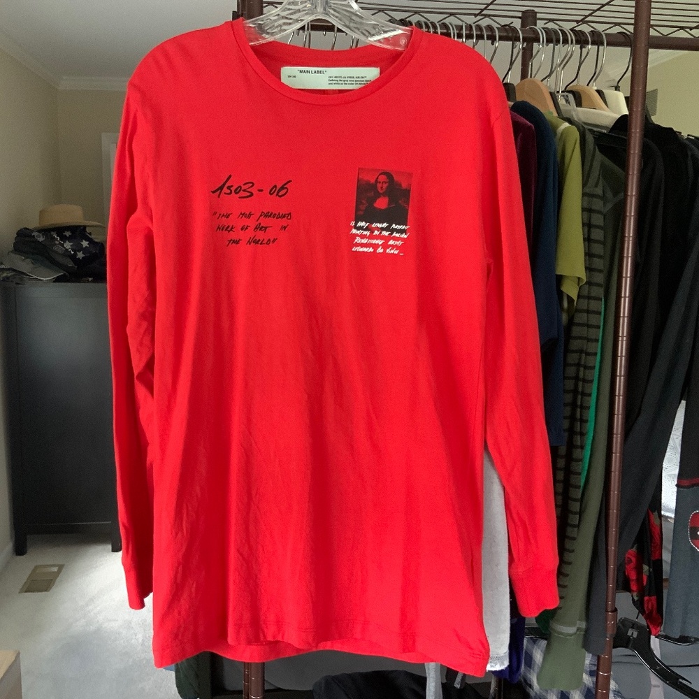 Off white long sleeve Mona Lisa tee shirt. Mens medium